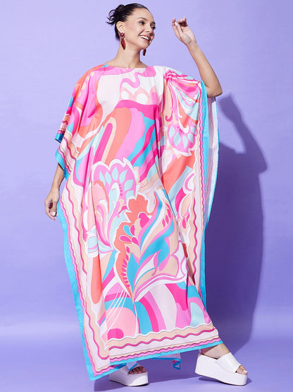 Women's Printed Satin Kaftan