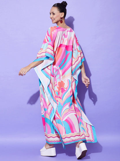 Women's Printed Satin Kaftan