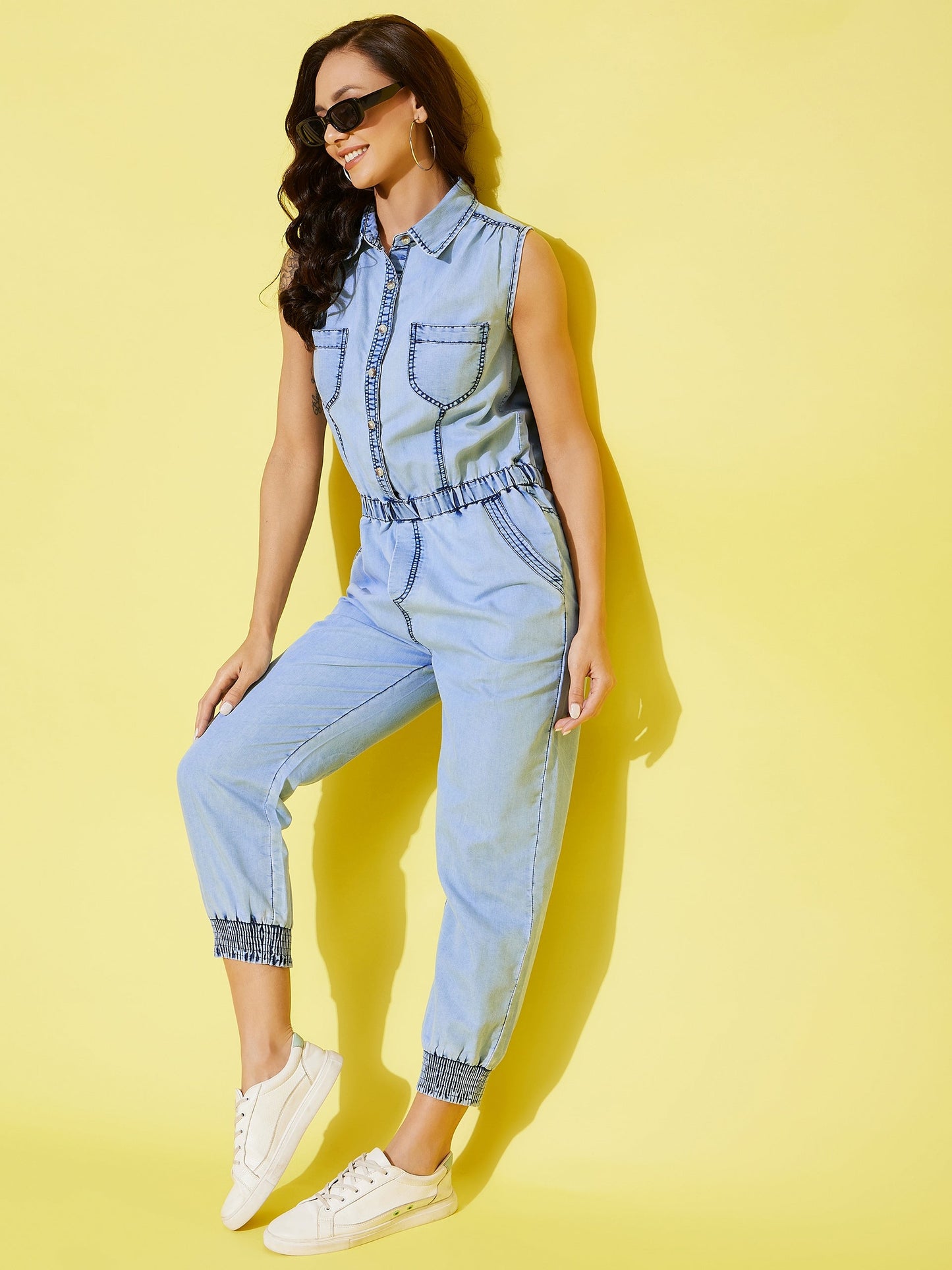 Women's Denim Jogger Style Jumpsuit