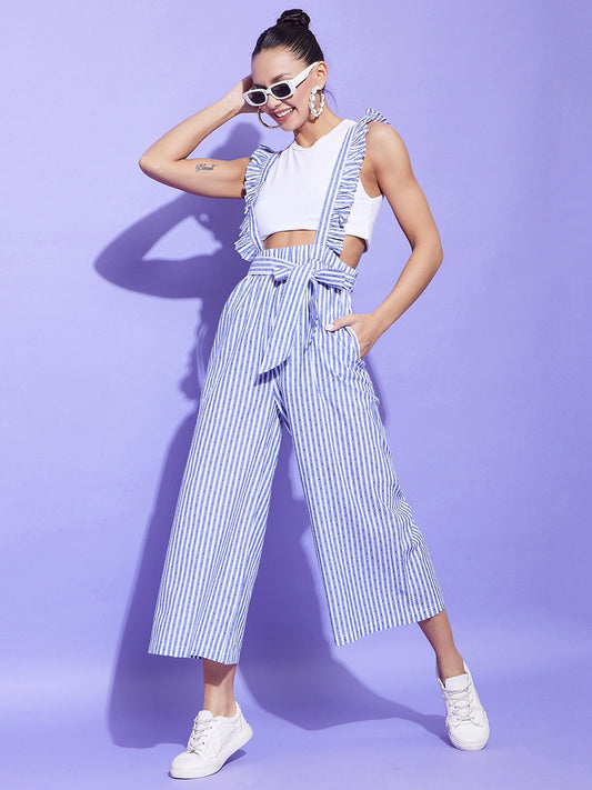 Women's Blue & White Stripe Pinafore Dungaree (T Shirt Not Included)