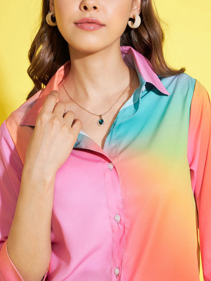 Women's Rainbow Printed Shirt & Trouser Co-Ord Set