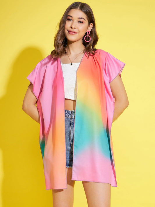 Women's Rainbow Printed Open Shrug