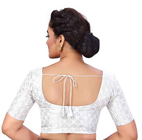 Women's Silver Brocade Blouse by Shringaa