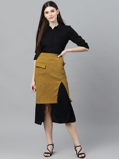 Women's  Black Checked A-Line Dress