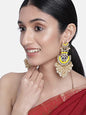Women's 18K Gold Plated Traditional Handcrafted Meenakari Chandelier Earrings Glided With Pearl (E3008Y)