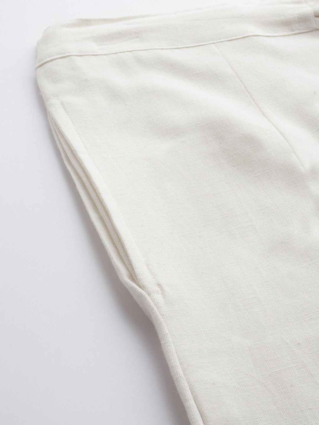 Women's White Cotton Slim Fit Trousers