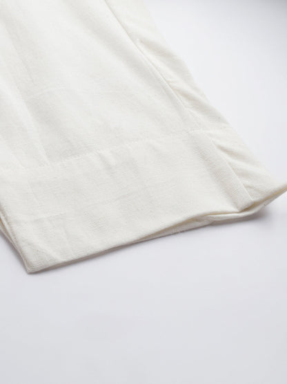 Women's White Cotton Slim Fit Trousers