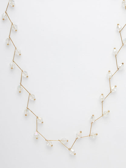 Women's Gold Plated Chain transparent beads Necklace