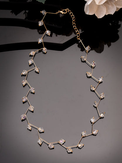 Women's Gold Plated Chain transparent beads Necklace