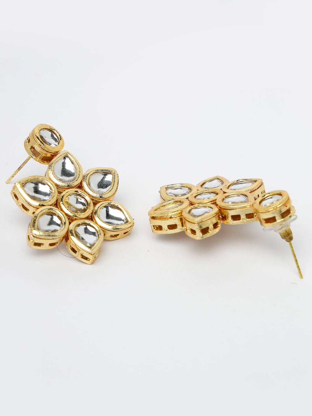 Women's Gold-Plated Kundan 2 layered handcrafted Jewellery Sets with drop earrings