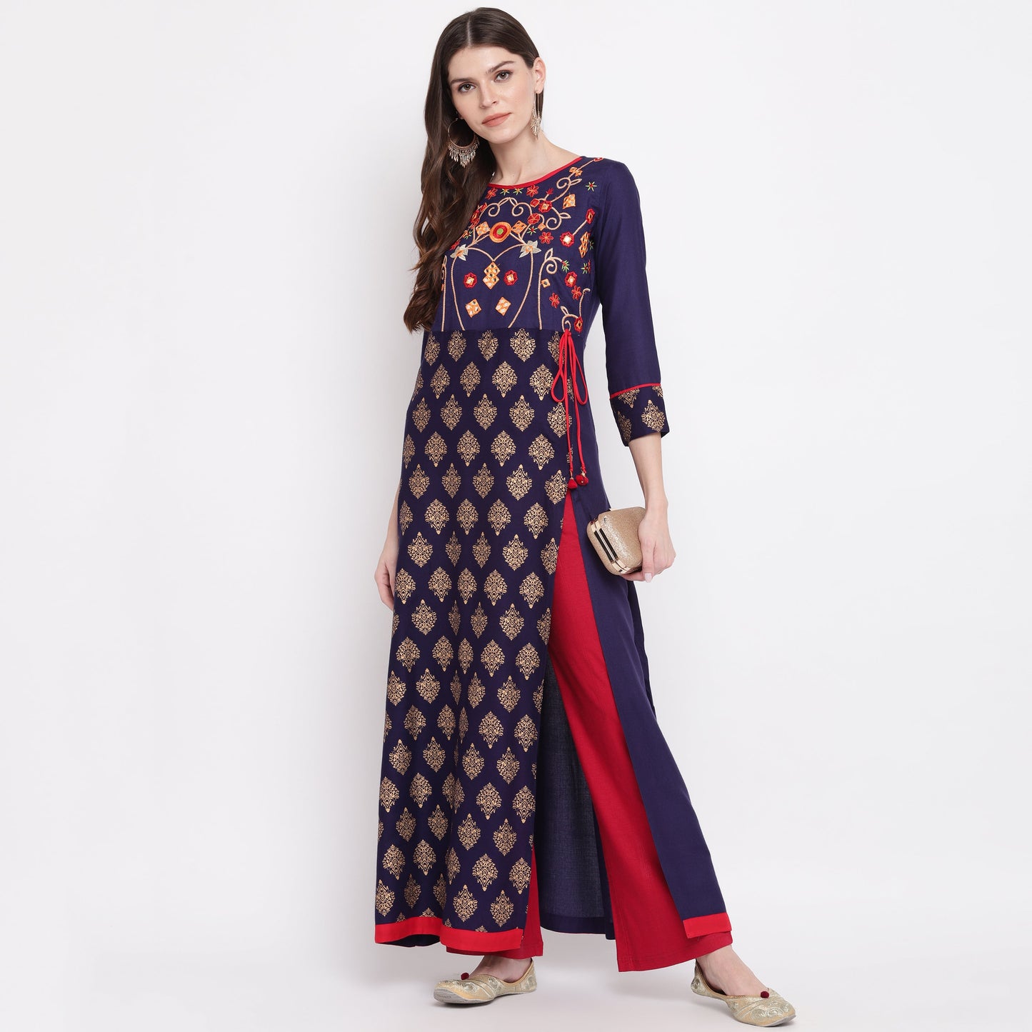 Women's Blue Color Rayon A-Line Kurta Only