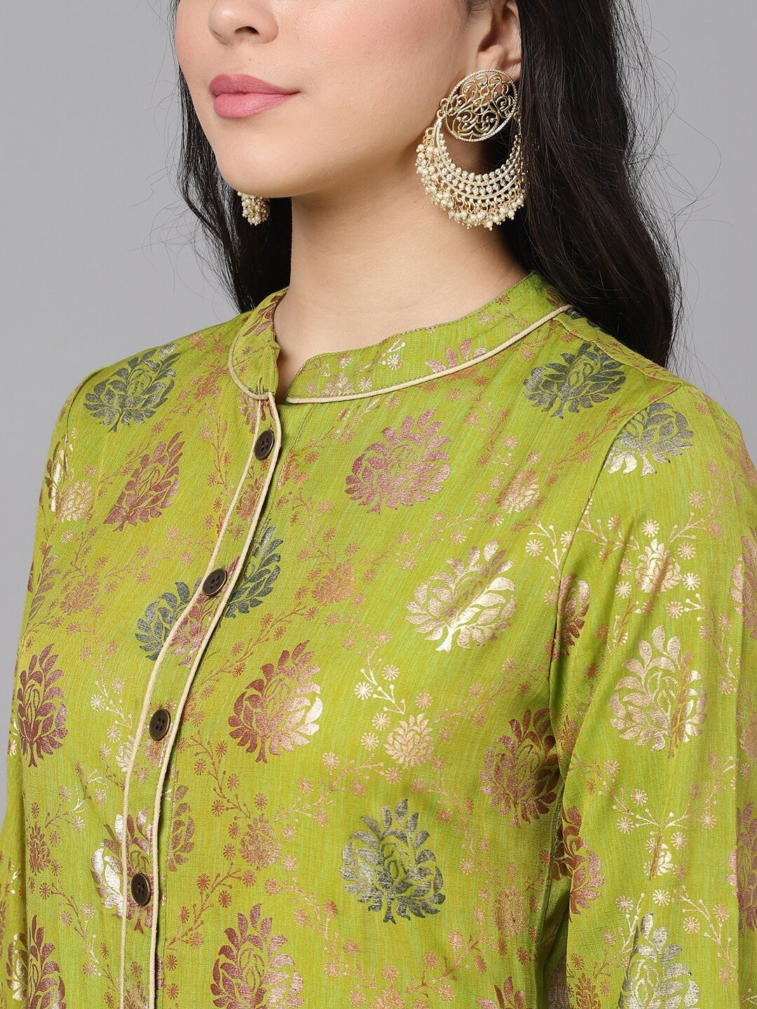 Women's  Green Printed Kurta with Palazzos