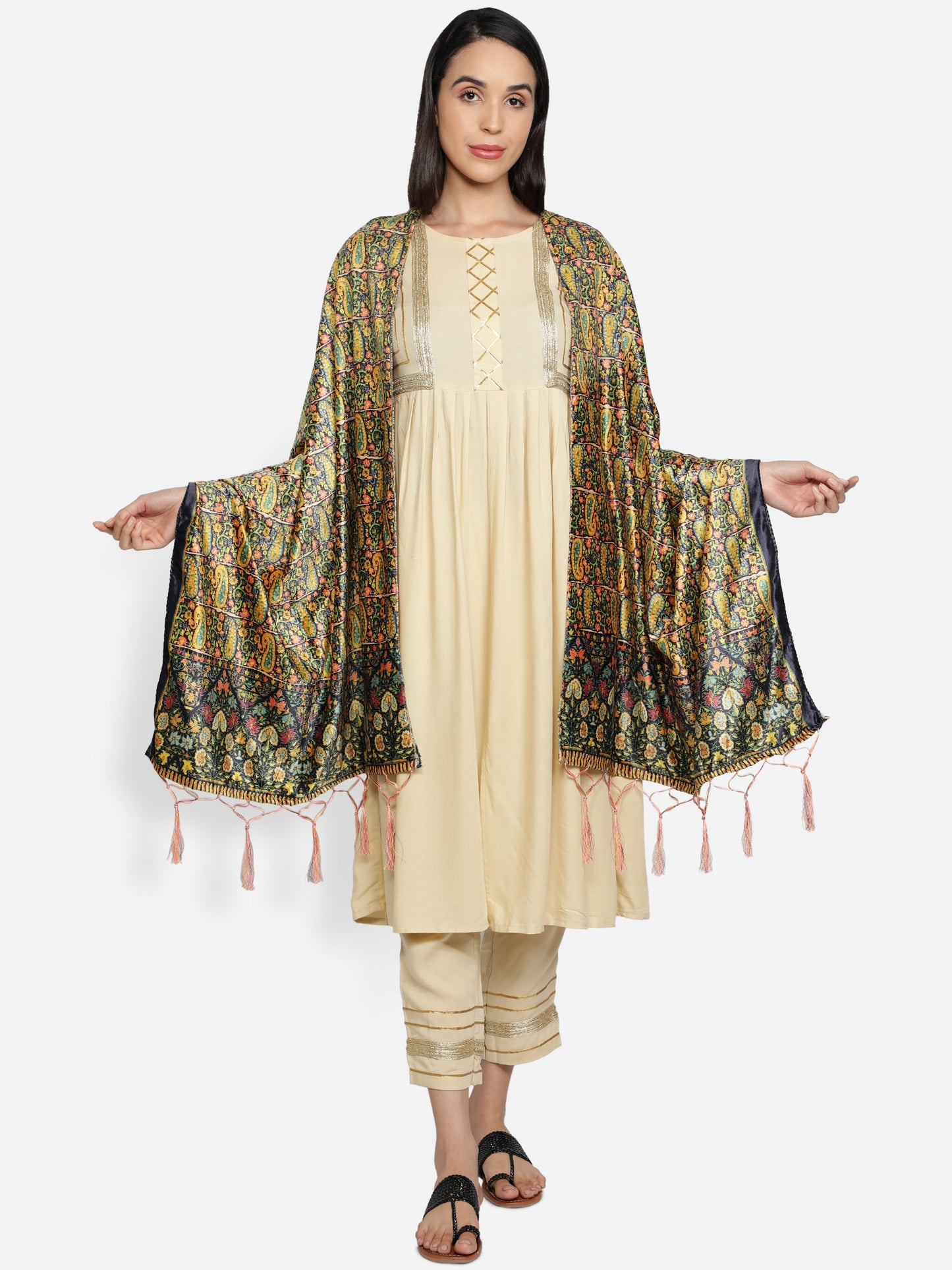 Women's Multicolored Polyster Velvet  Digital Printed Dupatta
