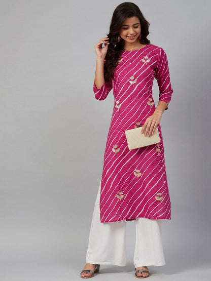 Women's Leheriya Printed Straight Kurta