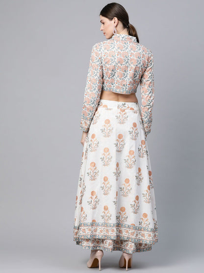 Women's Khari Print Shirt with Skirt