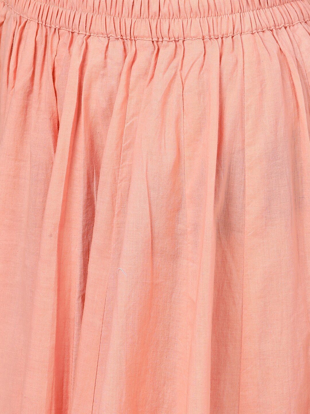 Women's  Off-White & Peach-Coloured Yoke Design Kurta with Skirt