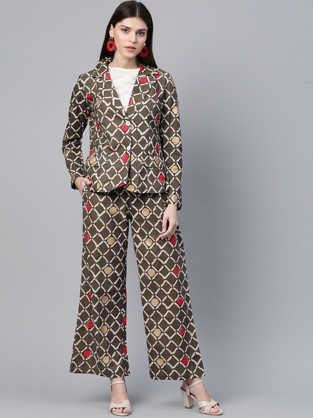 Women's Printed Coat with Trousers