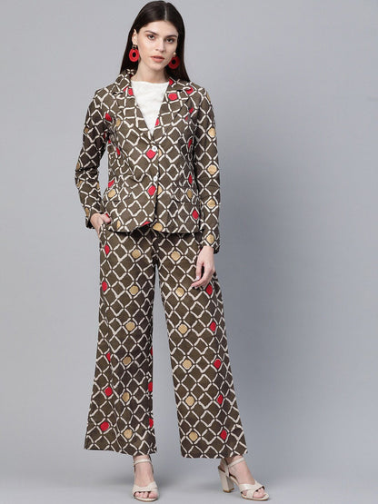 Women's Printed Coat with Trousers