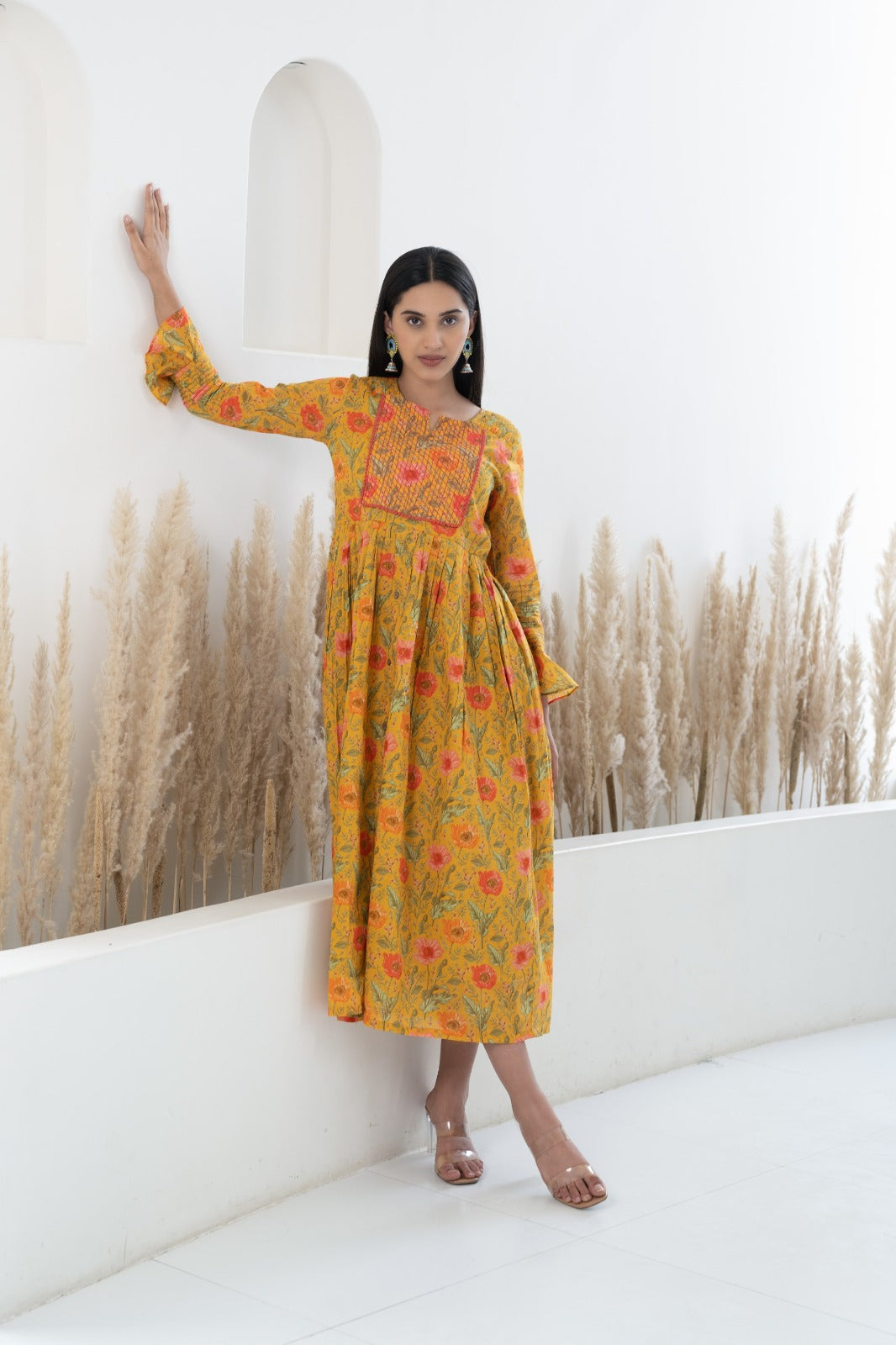 Womenâ€™s Mustard Printed Traditional Dress by Myshka-