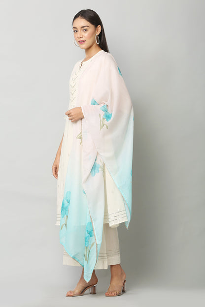 Women's Green Color Art Muslin  Digital Printed Dupatta