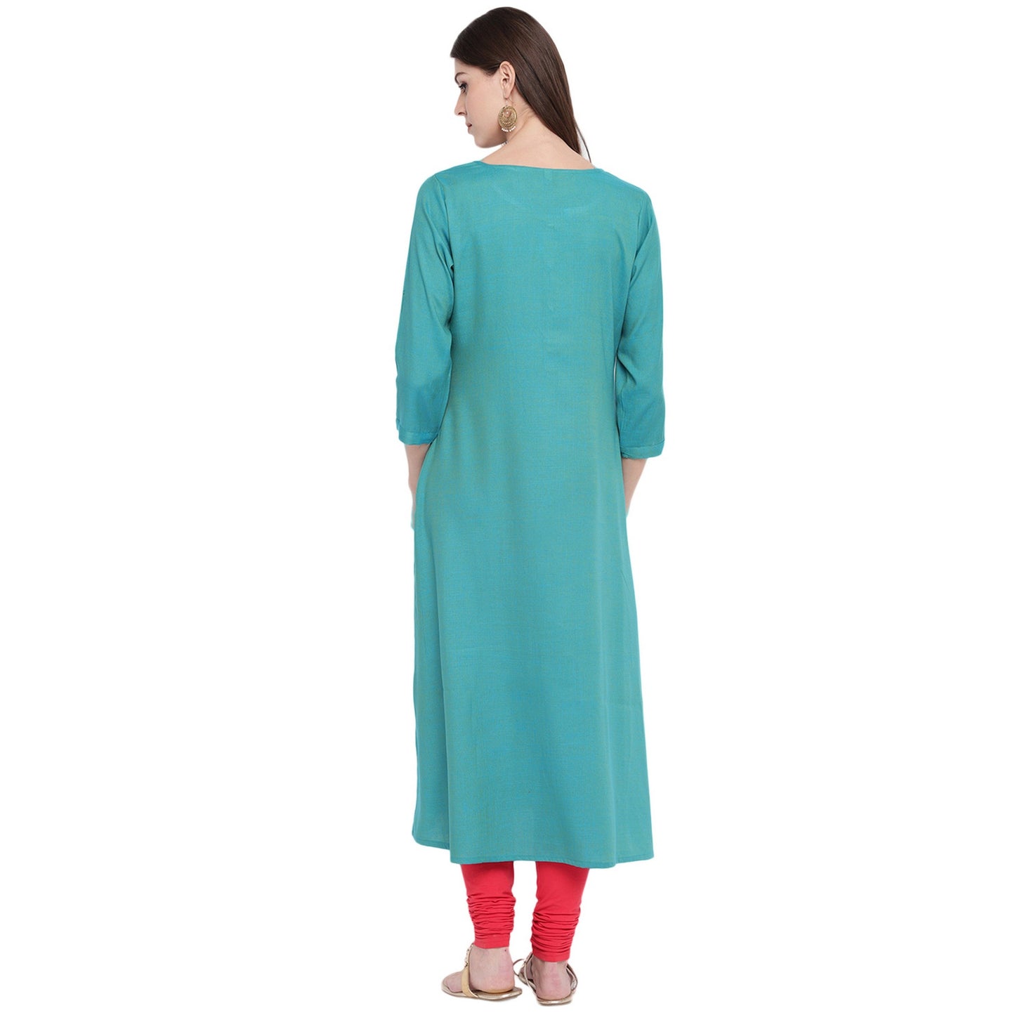 Women's Sky Blue Rayon Kurta By Vbu
