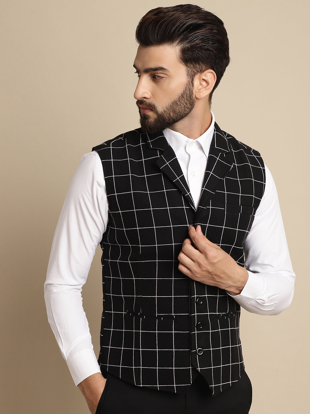Men's Wool Waistcoat With Notched Lapel