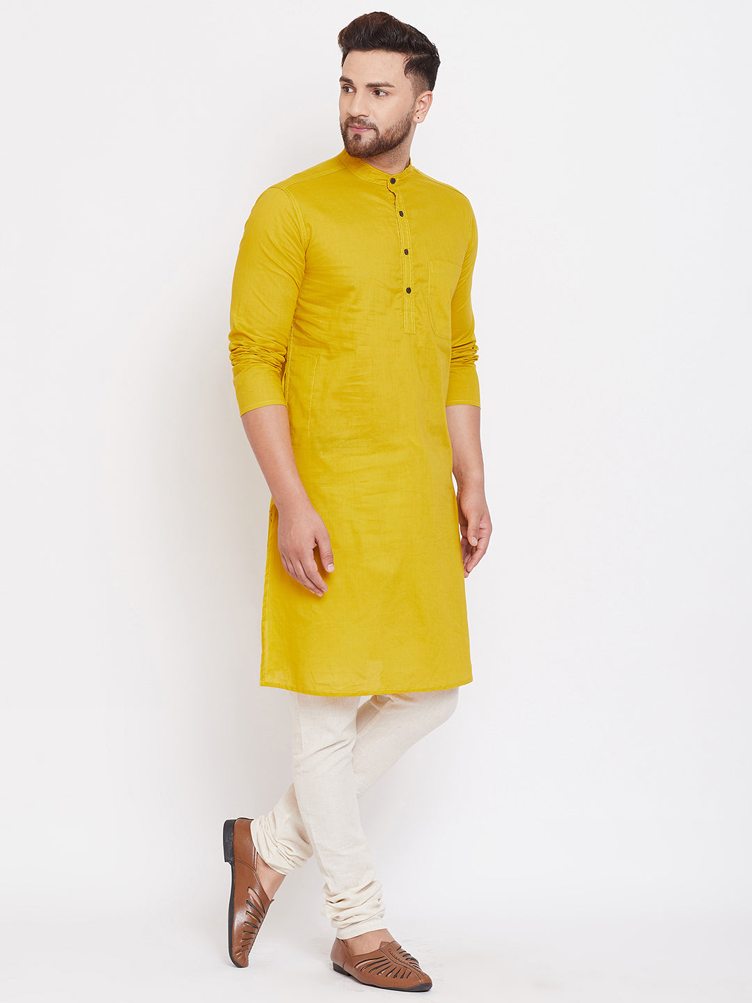 Men's Cotton Kurta With Band Collar