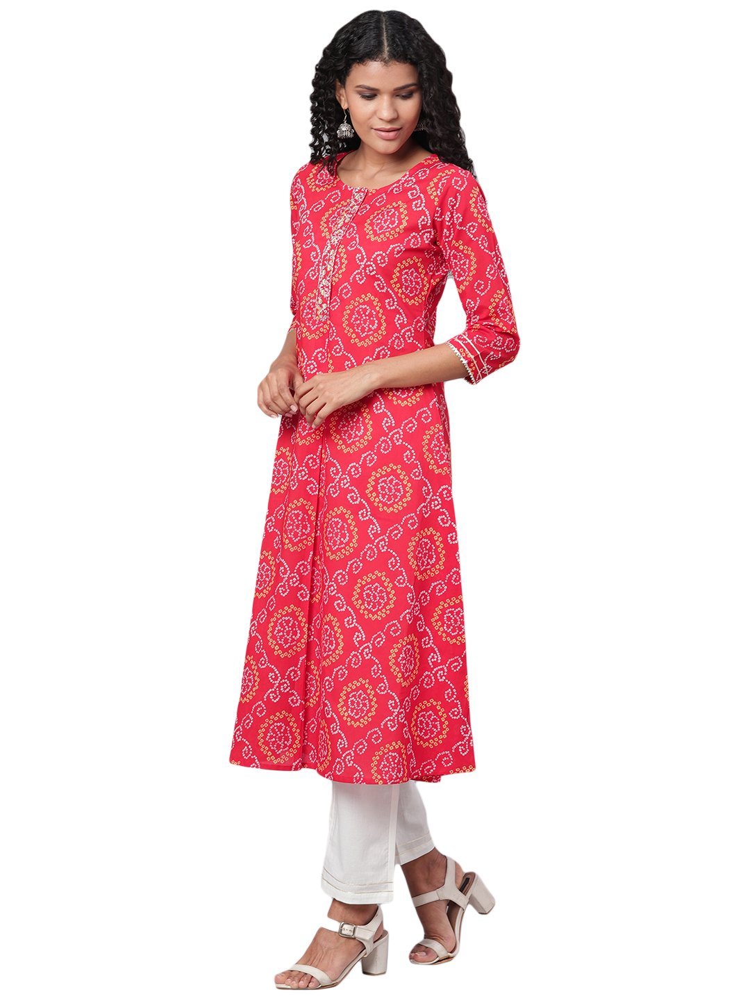 Women Red Printed Cotton Kurta & Pant Set by Myshka (