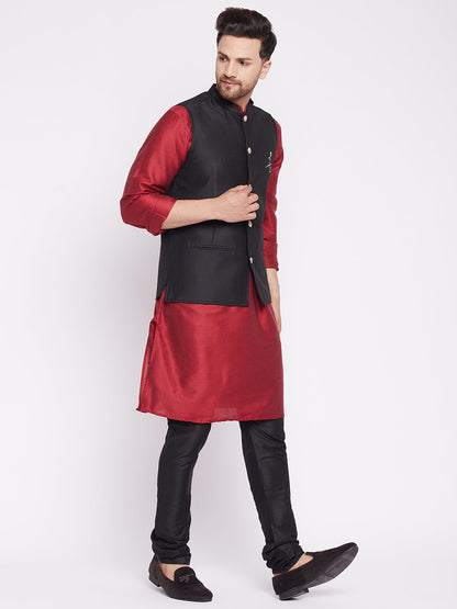 Men's Nehru Jacket With Embroided Insignia Of Lord Krishn