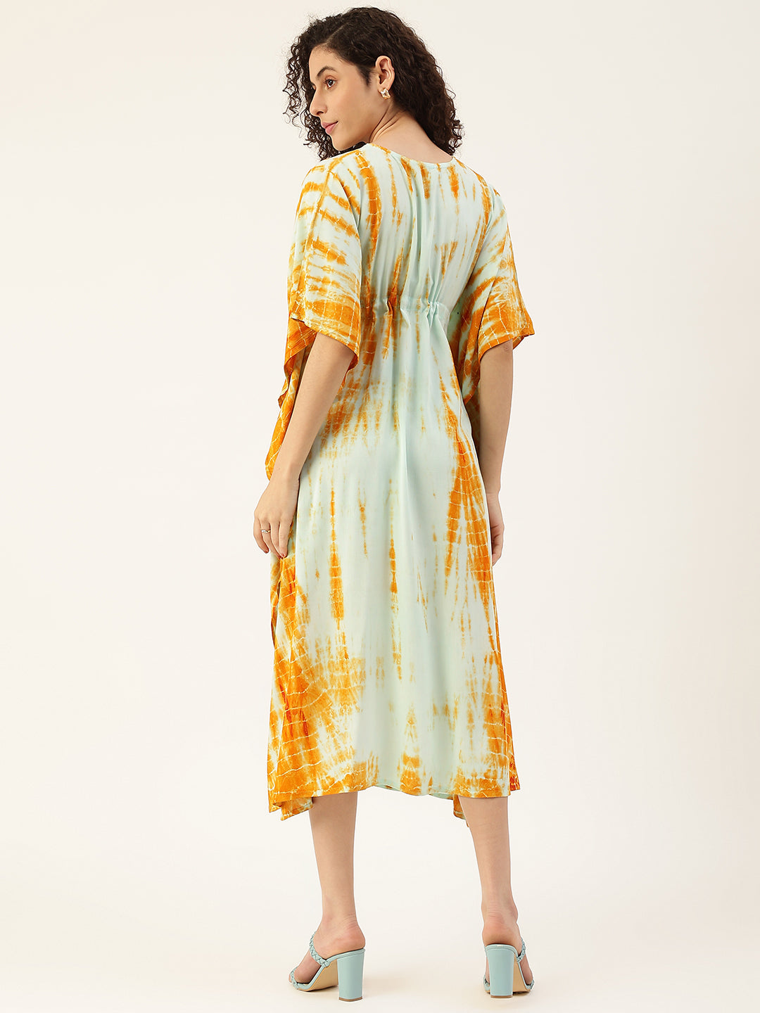 Women's Crumple Tie-dye Rayon Kaftan Dress