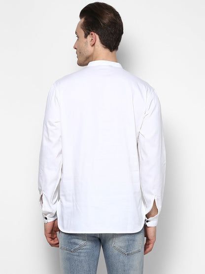 Men's White Cotton Shirt Kurta
