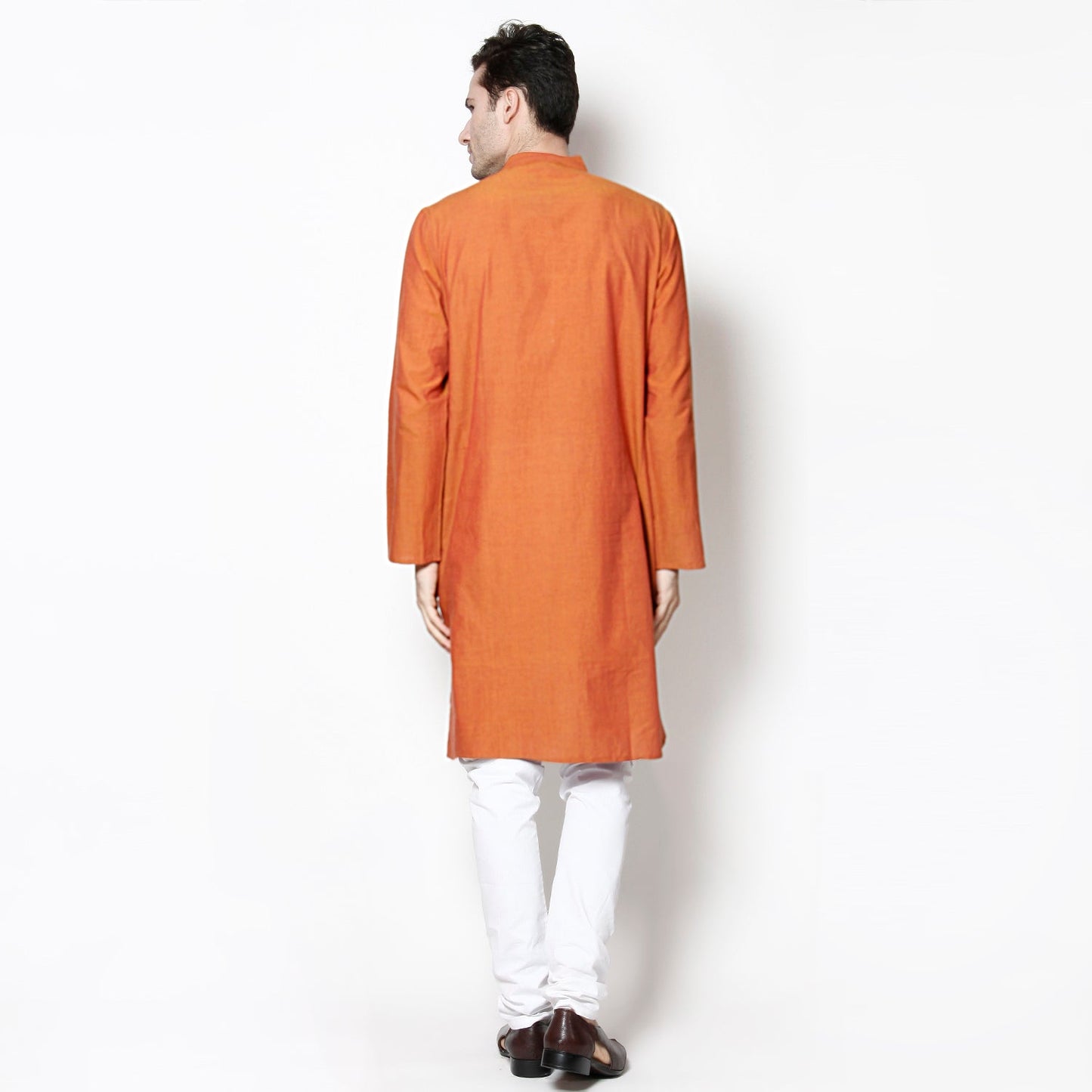 Men's Orange Cotton Kurta