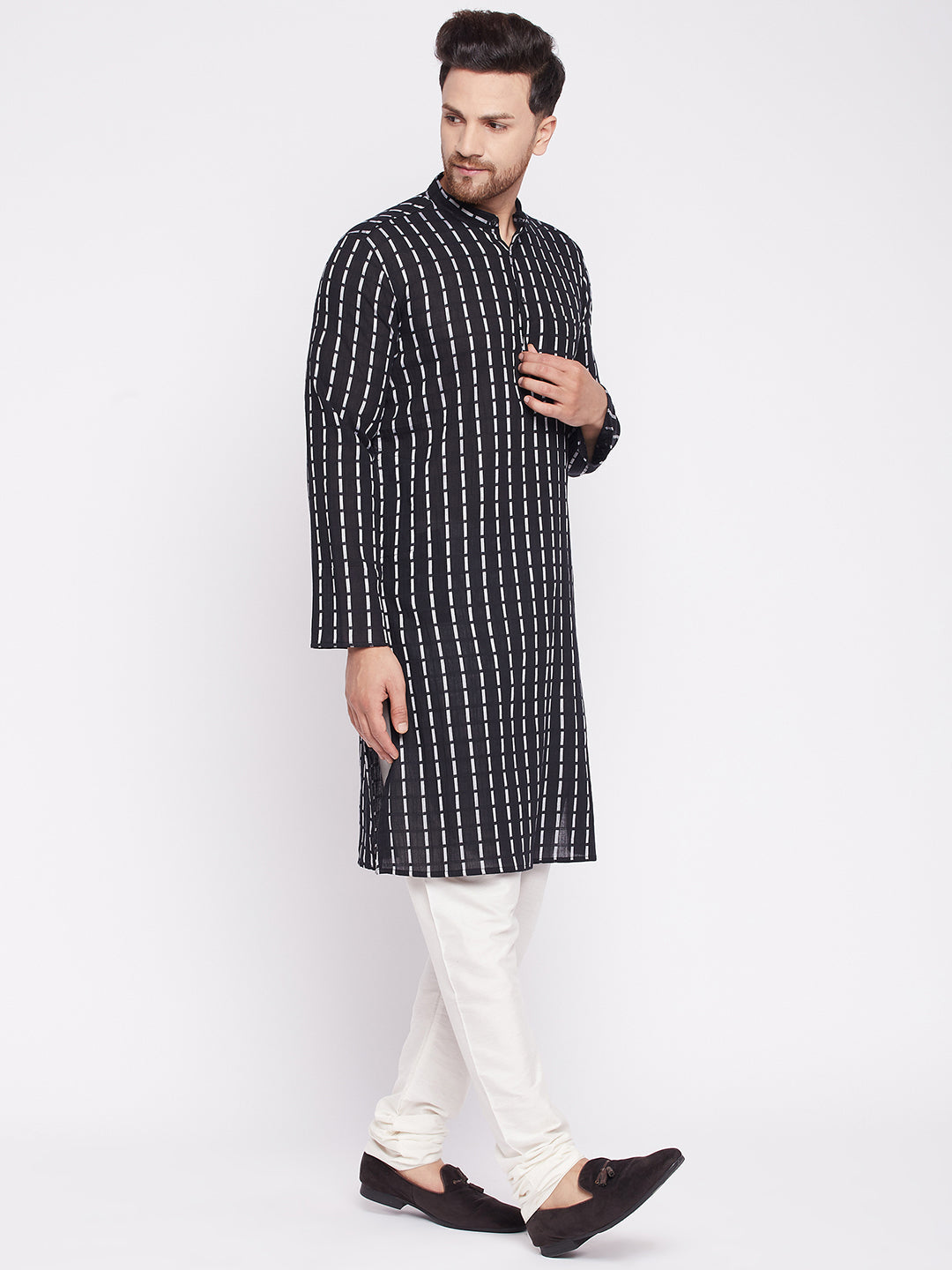 Men's Long Kurta with Band Colla