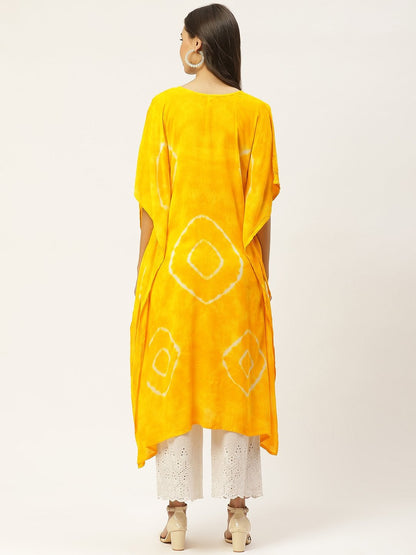 Women's Yellow Crepe Kaftan Kurta