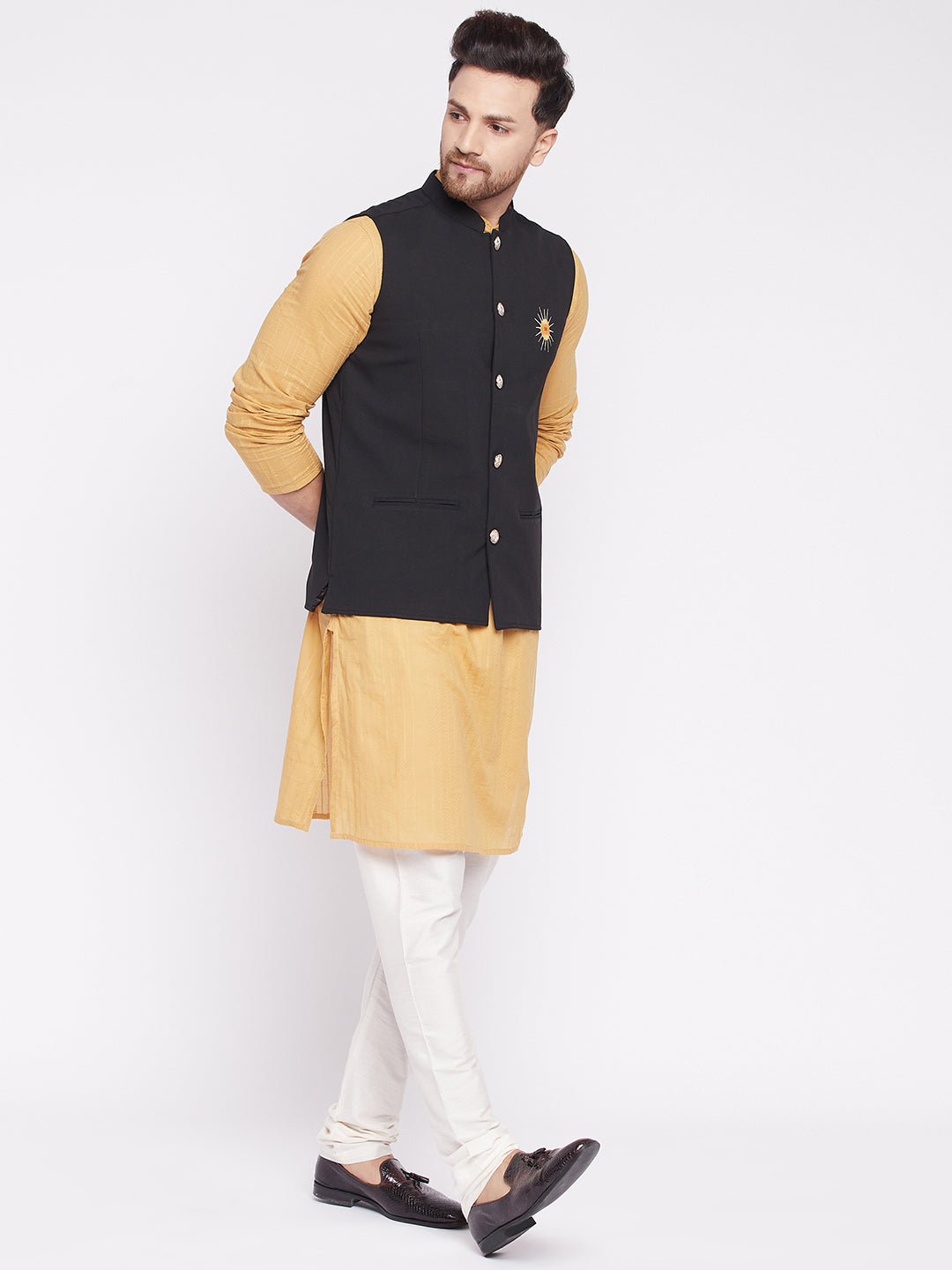 Men Black Nehru Jacket by Even App