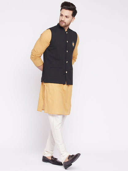 Men Black Nehru Jacket by Even App
