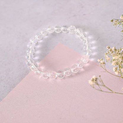 Unisex Transparent & White & Black Marbel Crystal Elasticated Bracelet