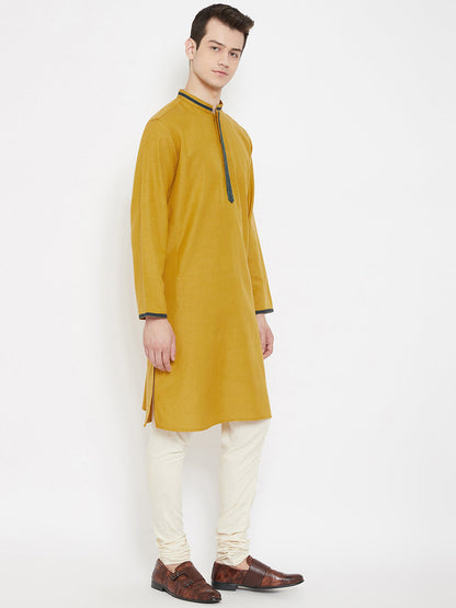 Men's Mustard Thread Work Kurta