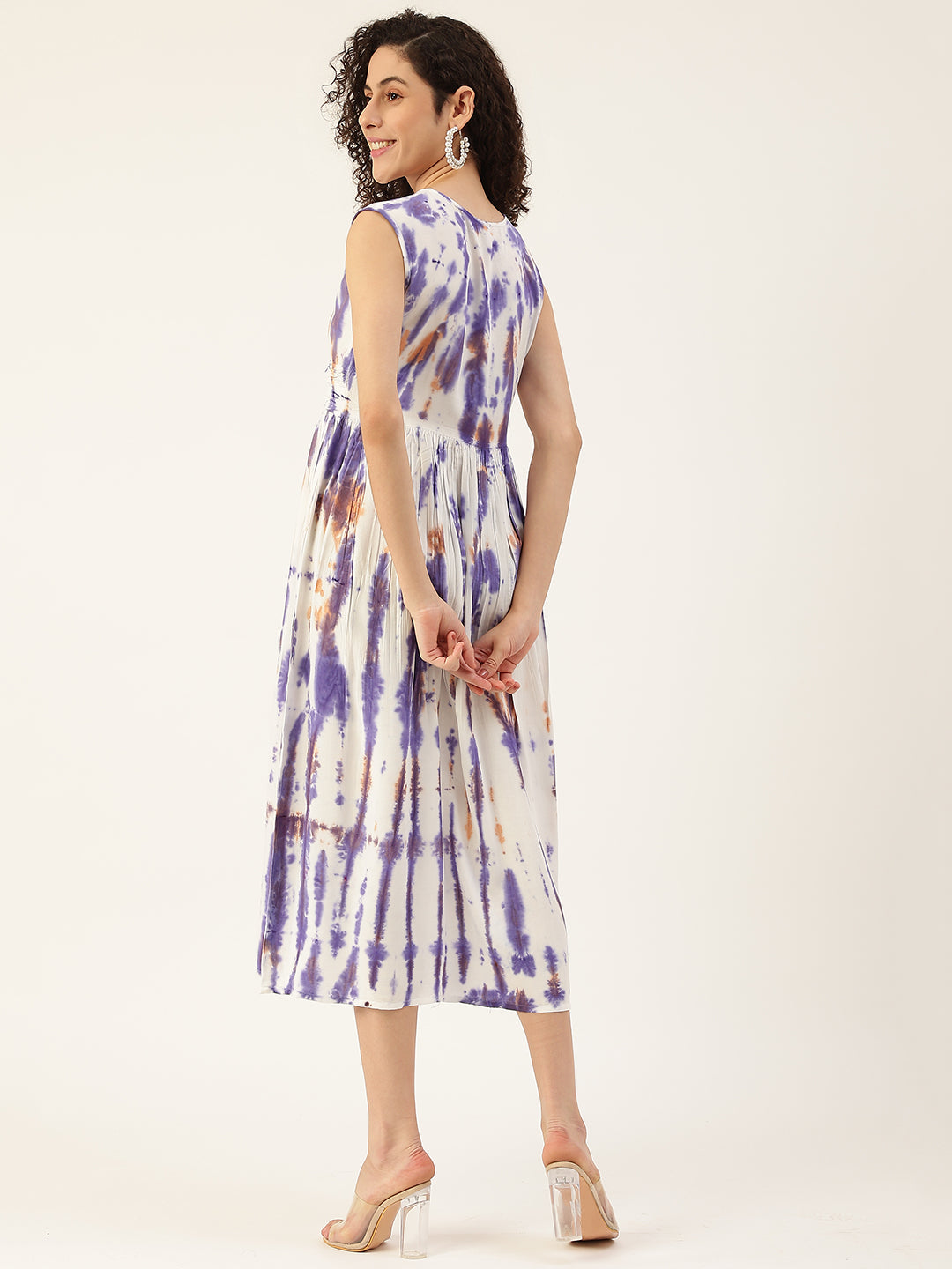 Women's Cowl Belt Gathered Dress