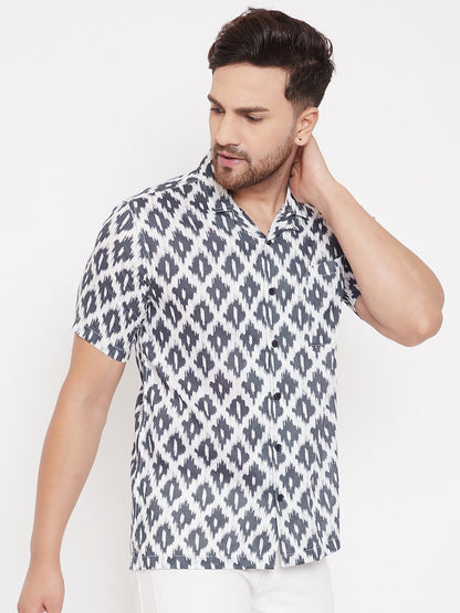 Men's Ikat Print Cuban Collar Shirt