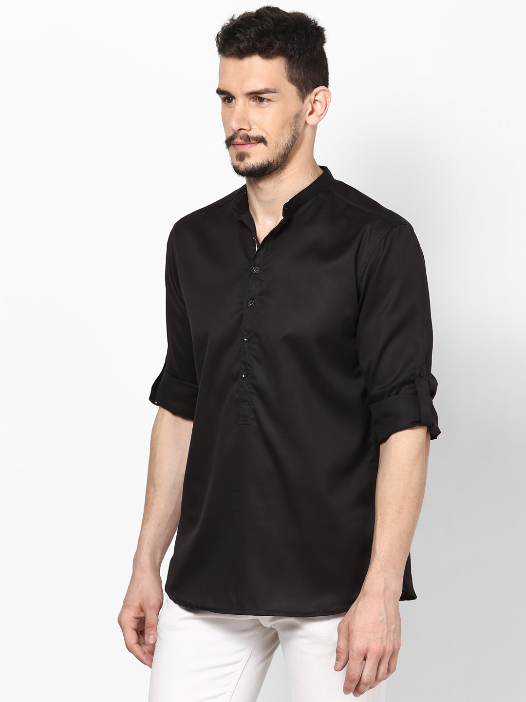 Men's Black Cotton Shirt Kurta