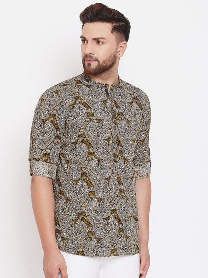 Men's Multi Hued Printed Shirt Kurta