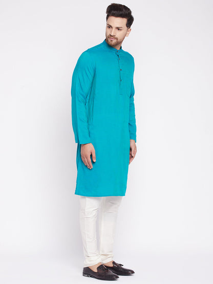 Men's Long Kurta with Band Colla