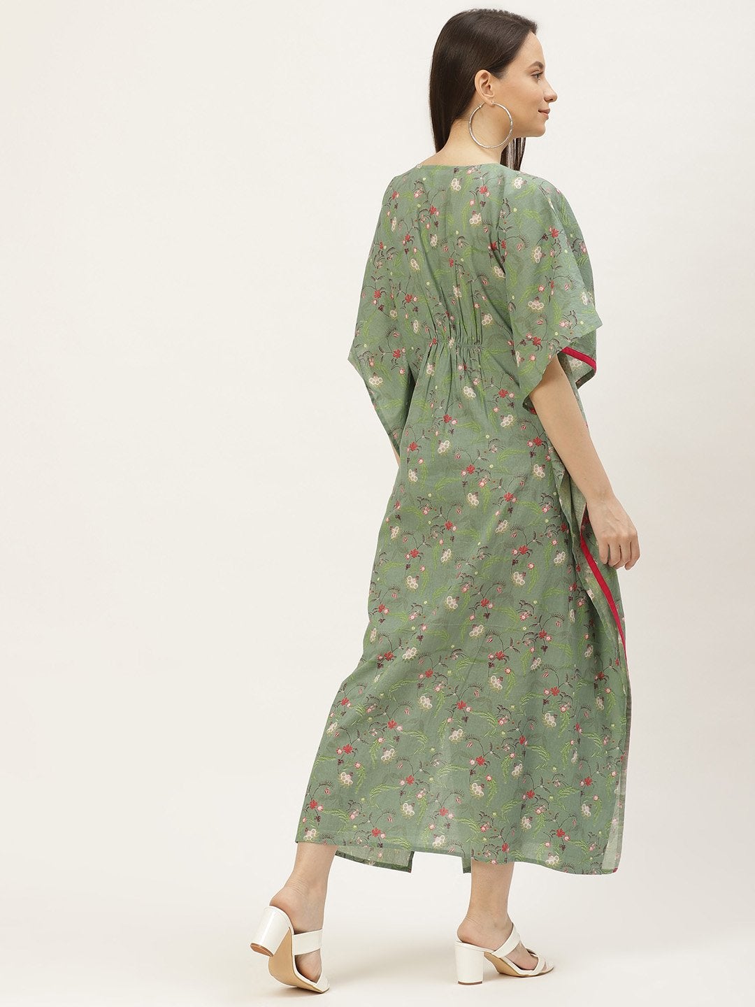 Women's Green  Printed Kaftan Dress (1pc)