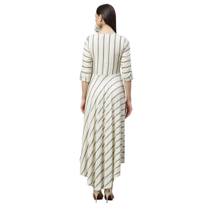 Women's Multicolor Rayon Printed 3/4 Sleeve Round Neck Casual Dress