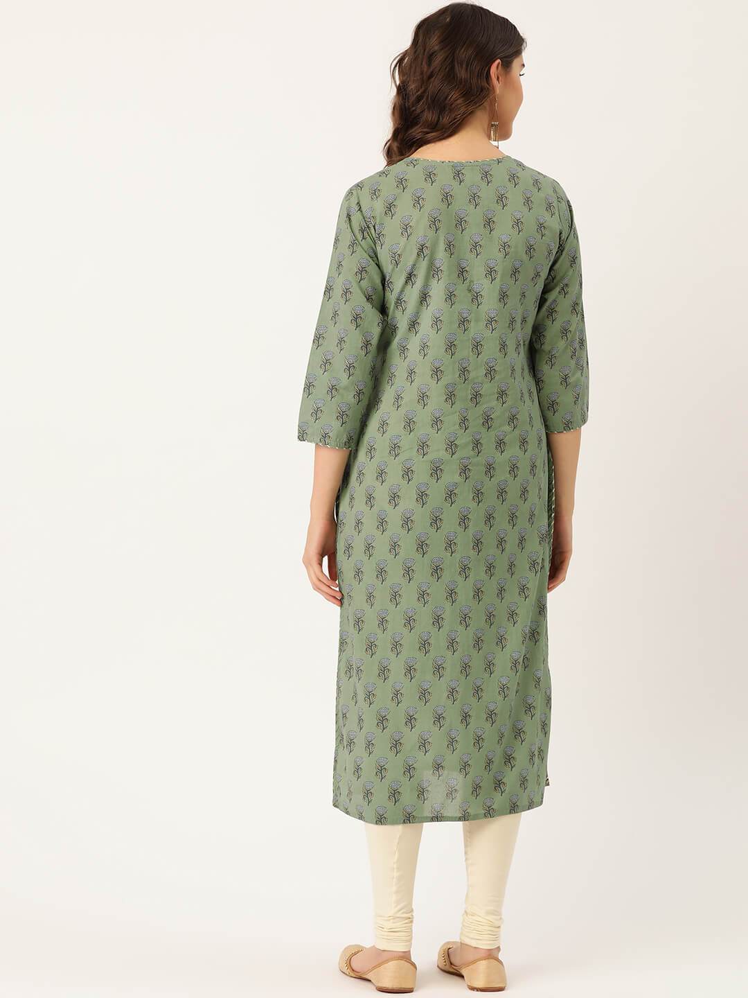Women's Cotton Printed with Zari Adda highlight work Kurta