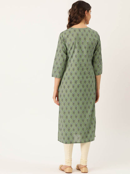 Women's Cotton Printed with Zari Adda highlight work Kurta