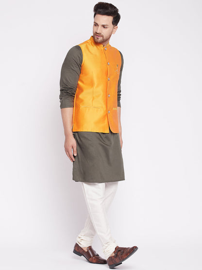 Men's Nehru Jacket With Embroided Insignia Of Lord Krishn