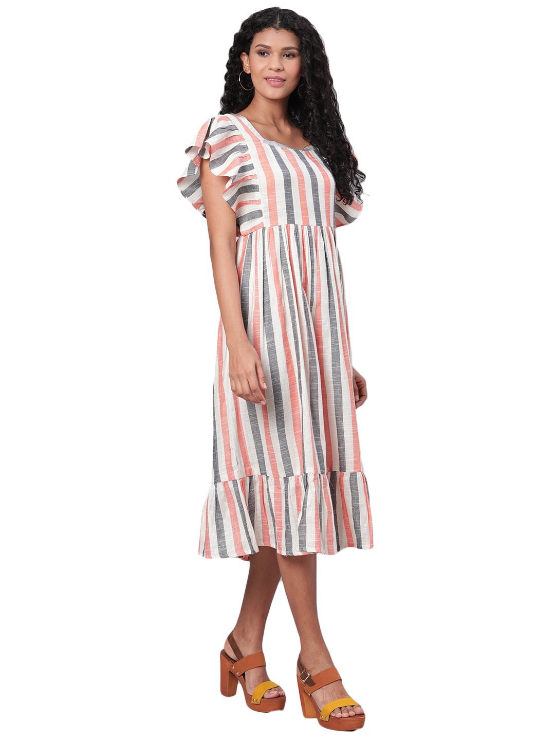 Women's Multi Printed Sleeveless Cotton Square Neck Dress