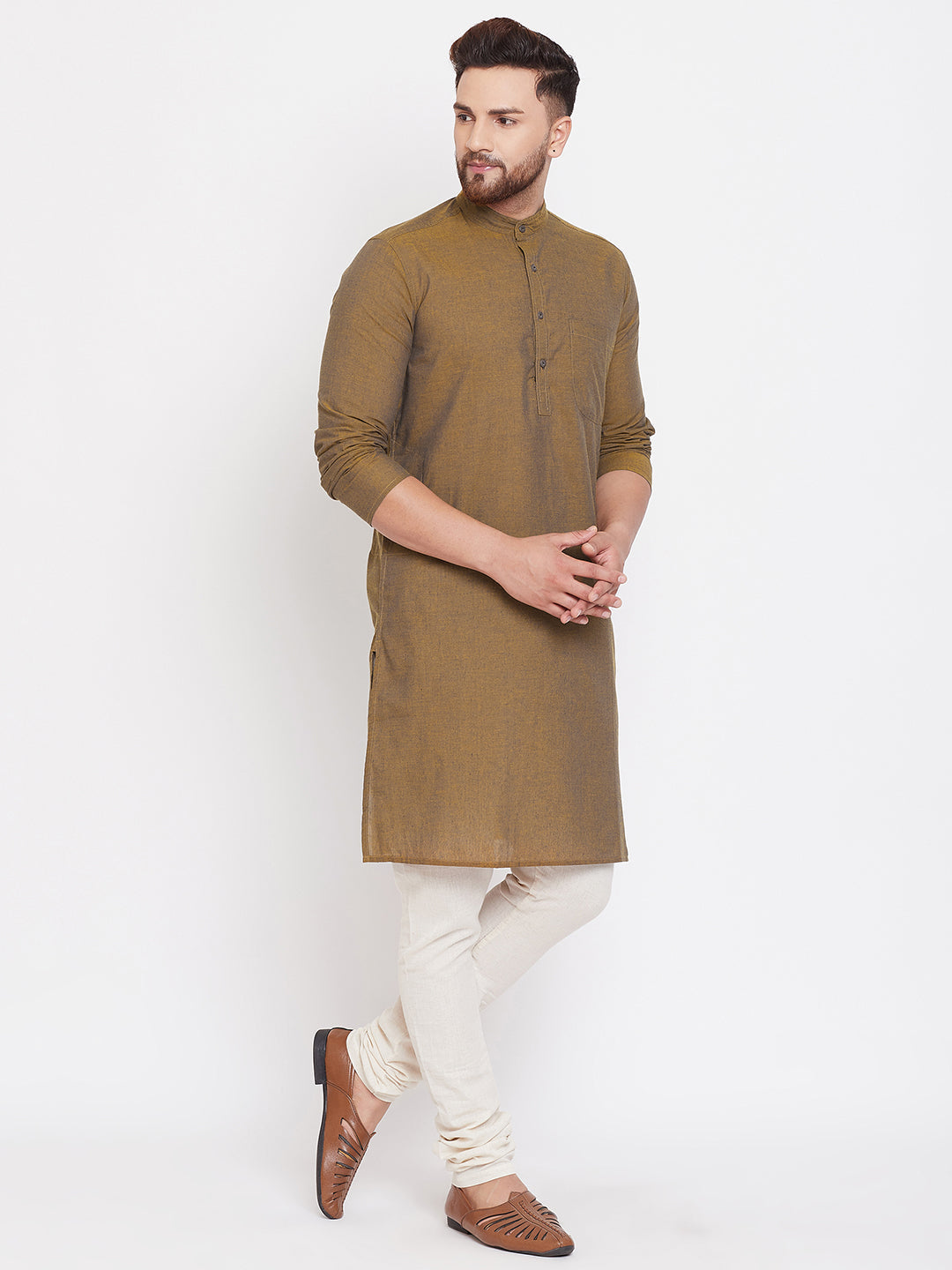Men's Cotton Kurta With Band Collar